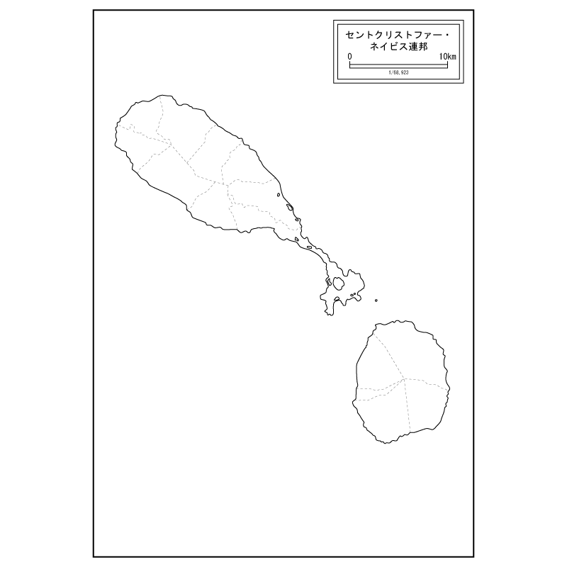 セントクリストファー・ネイビスの白地図のサムネイル