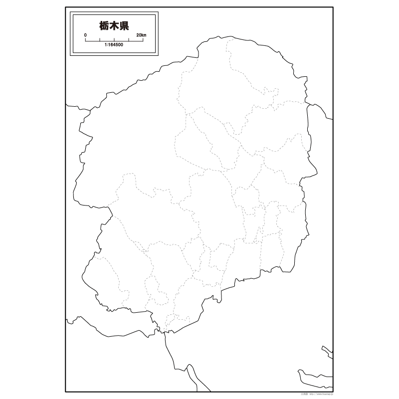 栃木県の白地図のサムネイル