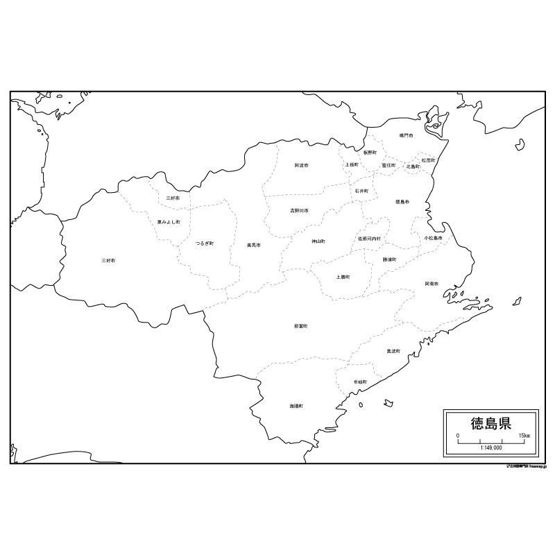 徳島県の白地図のサムネイル