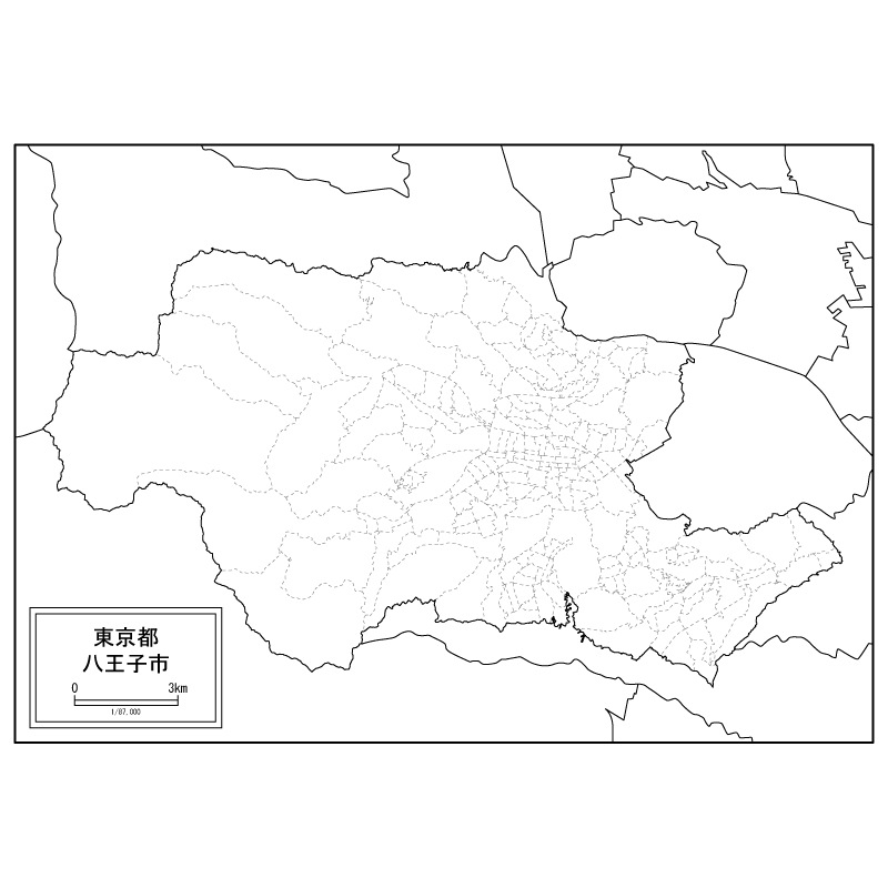 八王子市の白地図のサムネイル