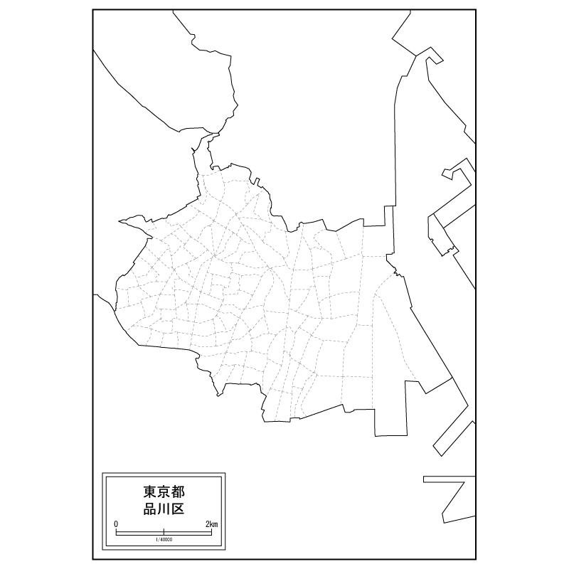 東京都品川区の白地図のサムネイル