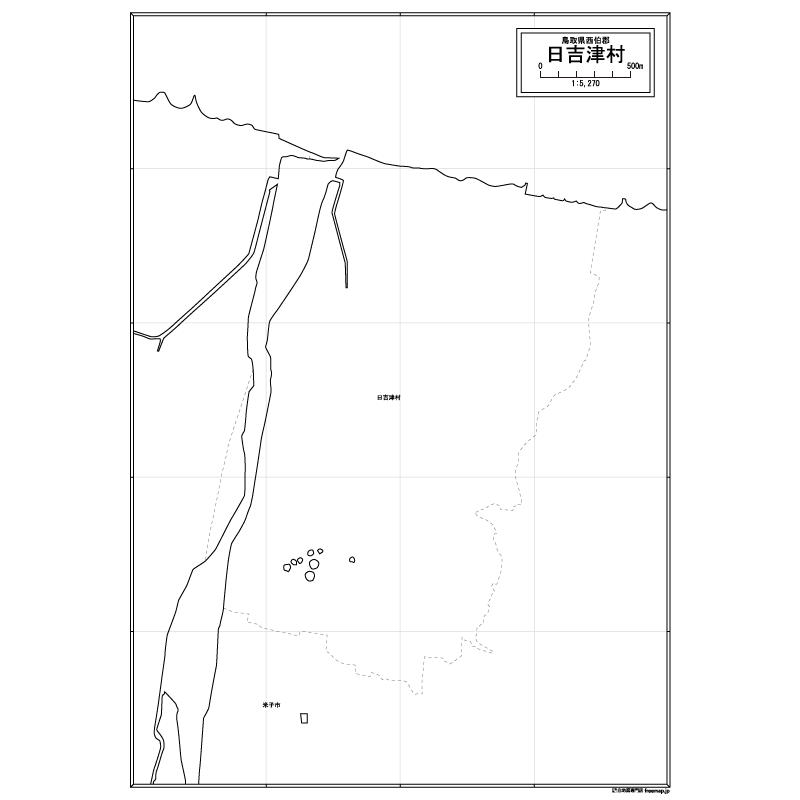 日吉津村の白地図のサムネイル