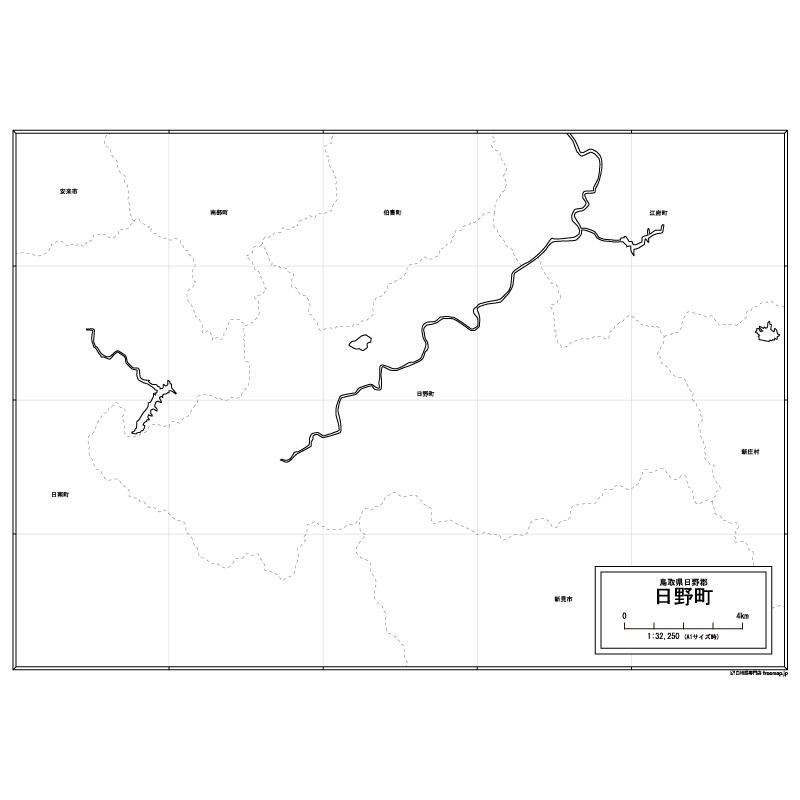 日野町の白地図のサムネイル