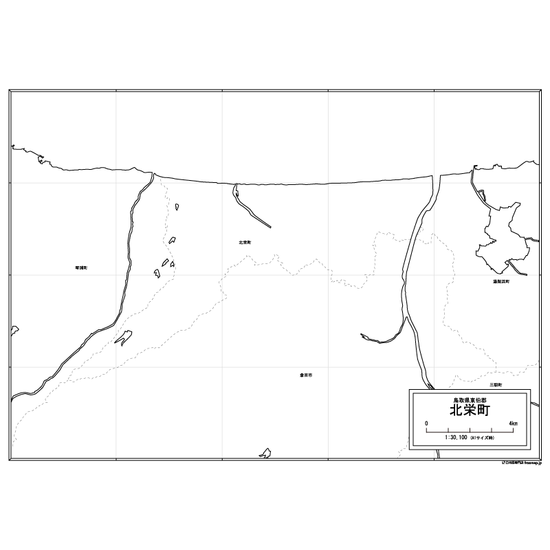北栄町の白地図のサムネイル