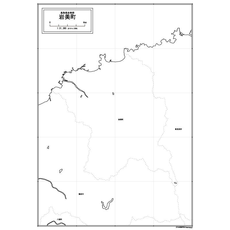 岩美町の白地図のサムネイル