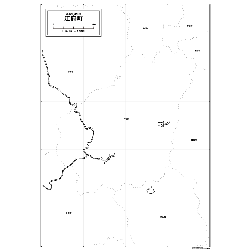 江府町の白地図のサムネイル