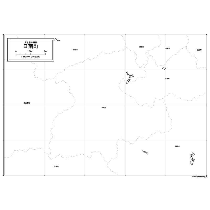 日南町の白地図のサムネイル