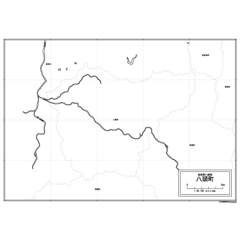 八頭町の白地図のサムネイル