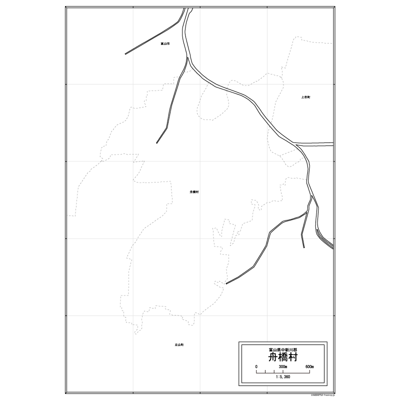 舟橋村の白地図のサムネイル