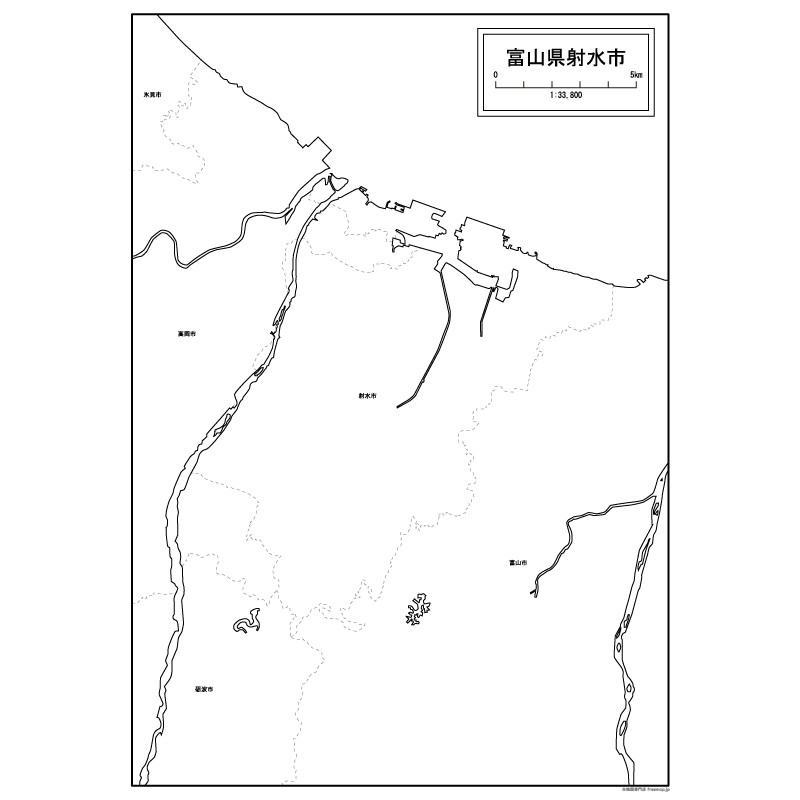 射水市の白地図のサムネイル