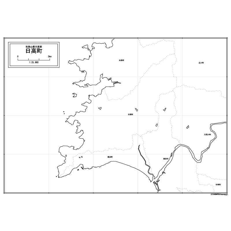 日高町の白地図のサムネイル