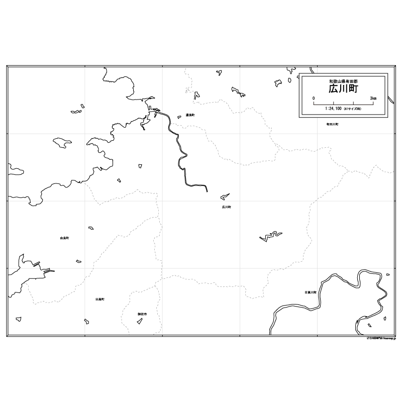 広川町の白地図のサムネイル