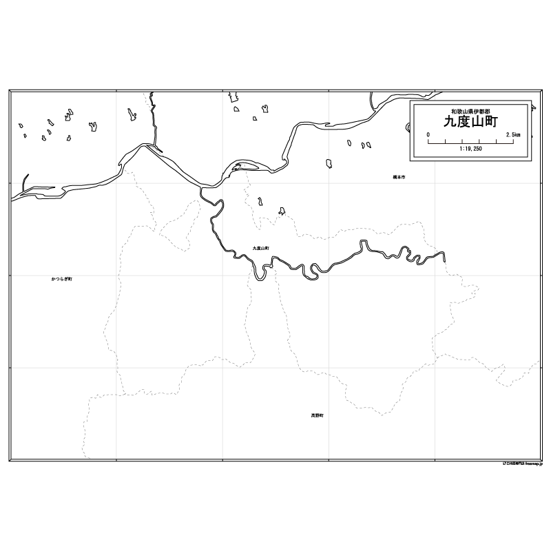九度山町の白地図のサムネイル