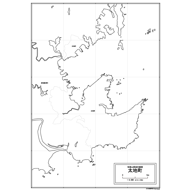 太地町の白地図のサムネイル