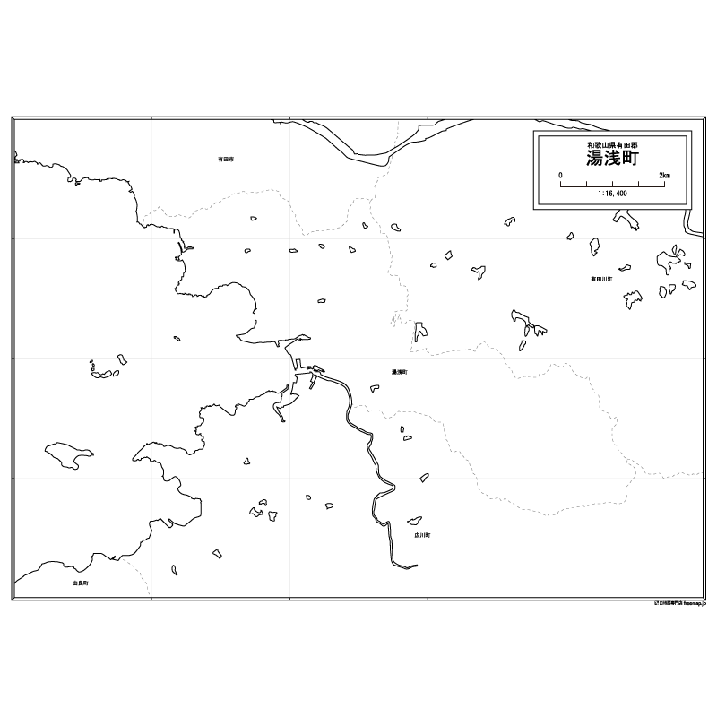 湯浅町の白地図のサムネイル