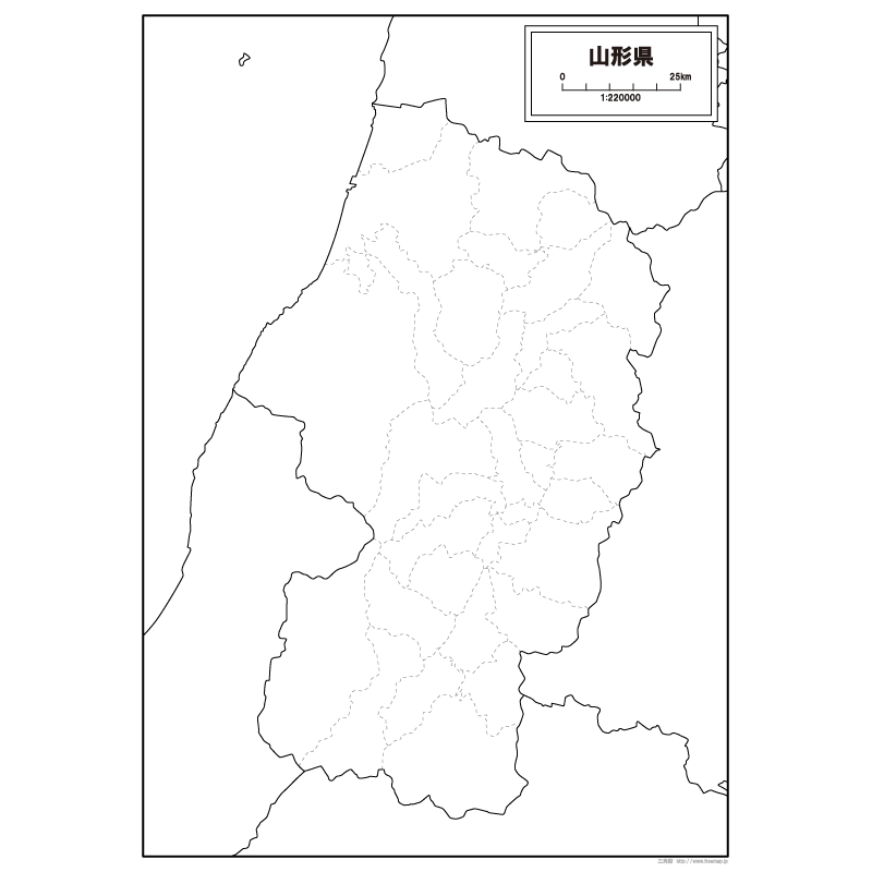 山形県の白地図のサムネイル
