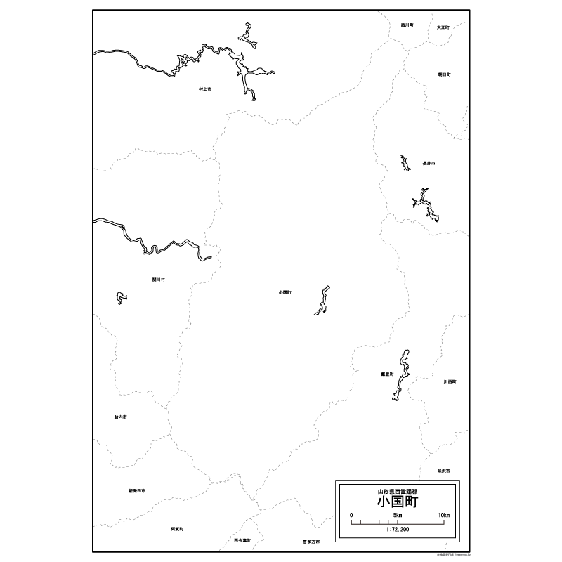 小国町の白地図のサムネイル