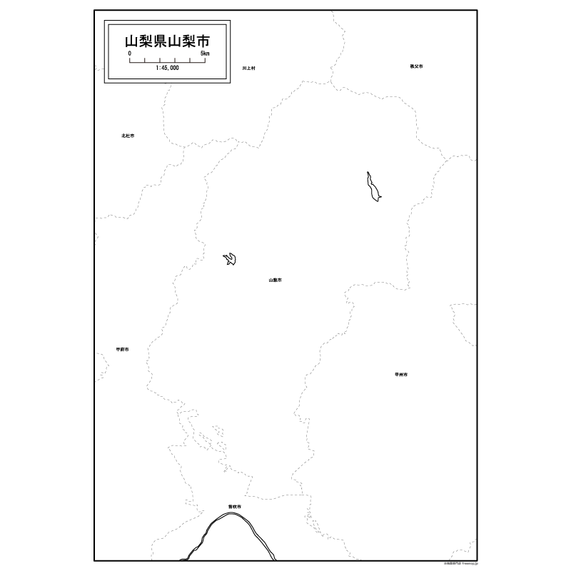 山梨市の白地図のサムネイル